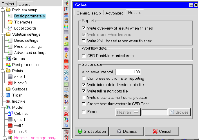 Solver Run Settings in ICEPAK