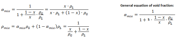 homogeneous Model void fraction and mixture density