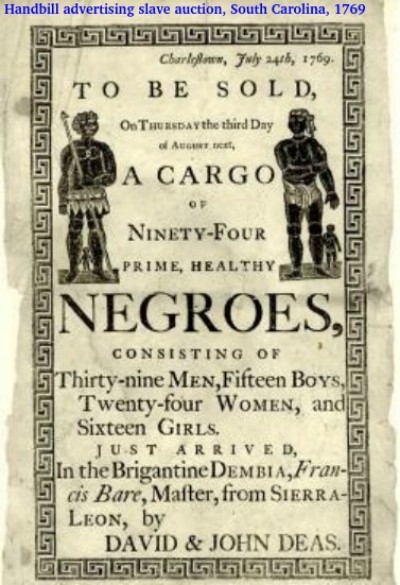 Slave Trade Advertisement USA
