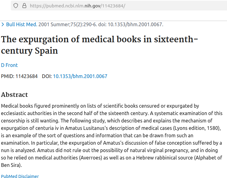 Expurgation Medical Books Spain