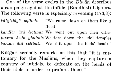 Kasgari on desecretion of idols by muslim invaders