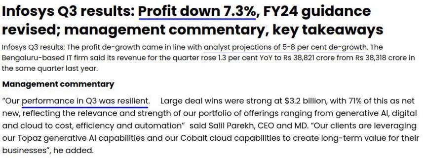 Infosys Q3-2024 Results Commentary